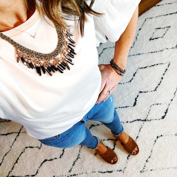 :: S&D Bronze/Rose Bora Fringe Statement Necklace - Picture 5 of 8